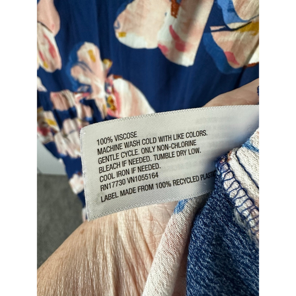 Women's A New Day Navy Floral V-Neck Tiered Dress XL - Picture 7 of 8